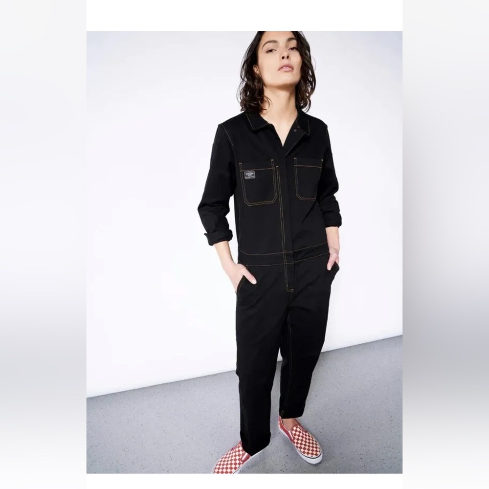 Execllent Wildfang Essential Long Sleeve Coverall XL Black Yellow Stitches 188